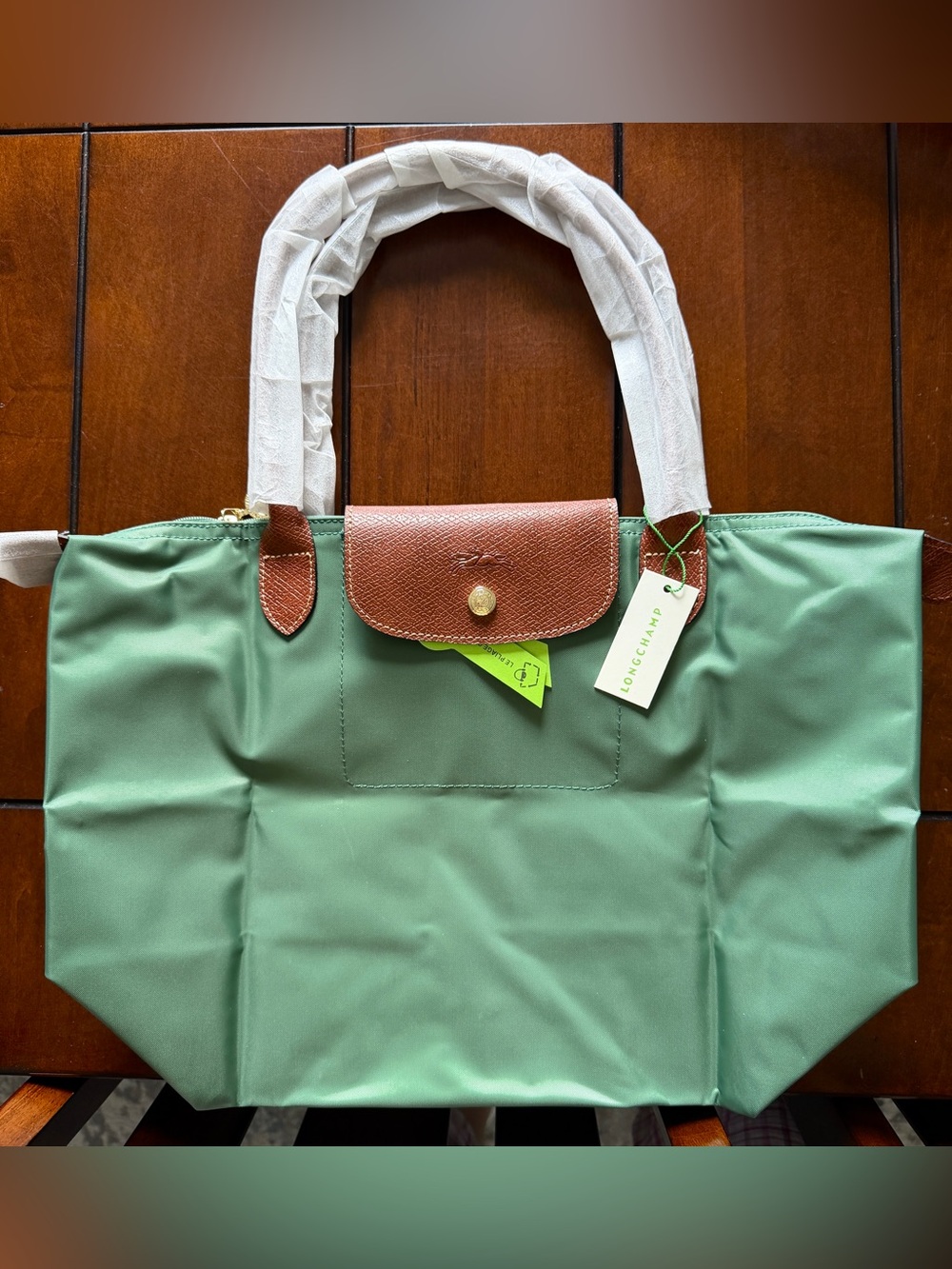 Longchamp Le Pliage Large British Green Tote Nylon Shoulder Bag NWT